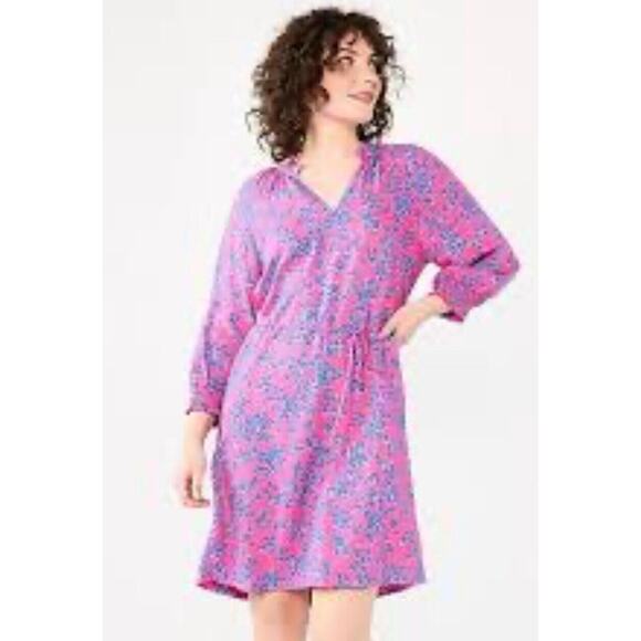 Draper James Pink Floral Dress Size Medium Long Sleeve Peasant Boho Midi Y2K - Picture 1 of 11